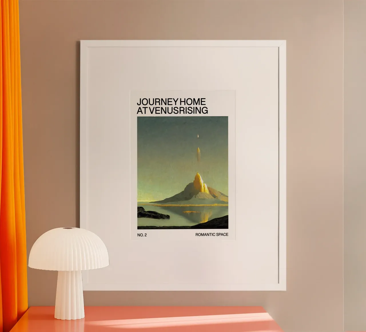 Sci-Fi Poster: Journey Home– Romantic Space No. 2 poster con telaio in legno da Spunk