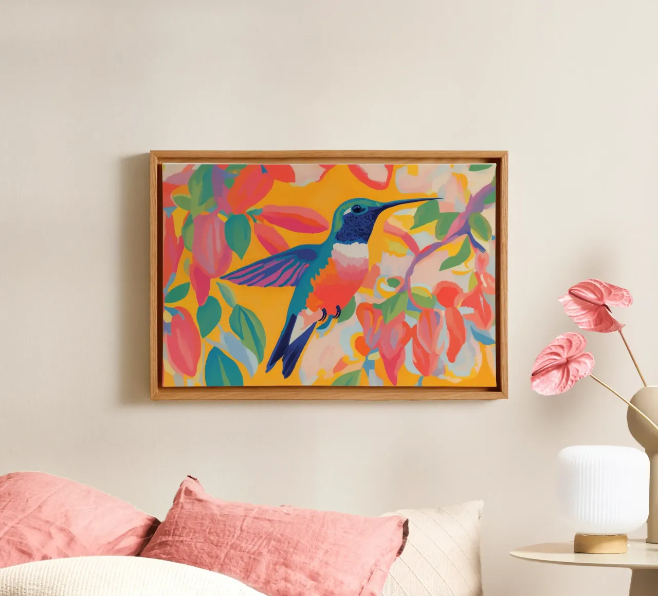 Happy colours with Kolibri canvas with Floater frame by Carinaprint