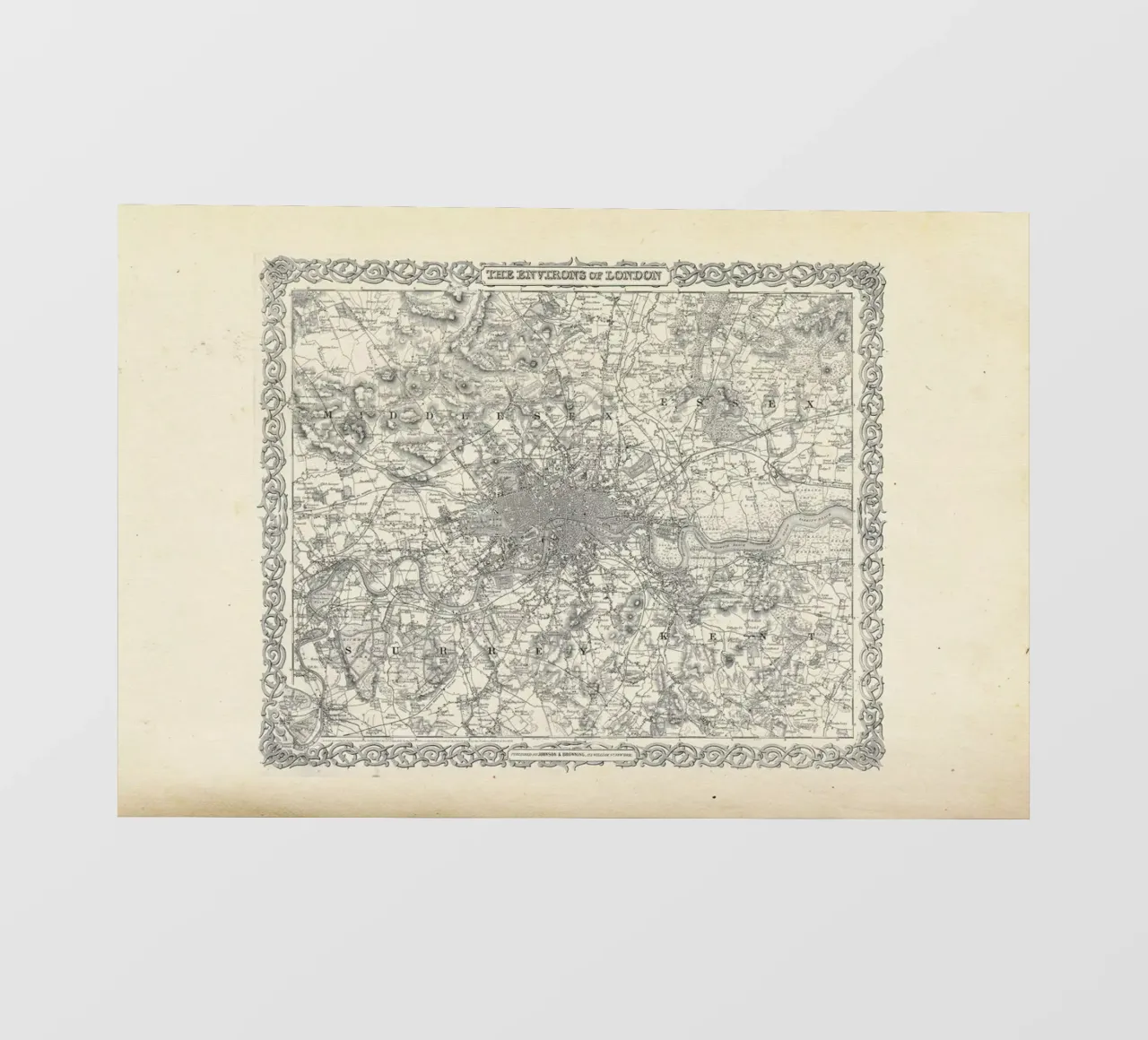 London, Colton Map Or Plan Of London England, pellicola backlit da Artokoloro Quint Lox Ltd