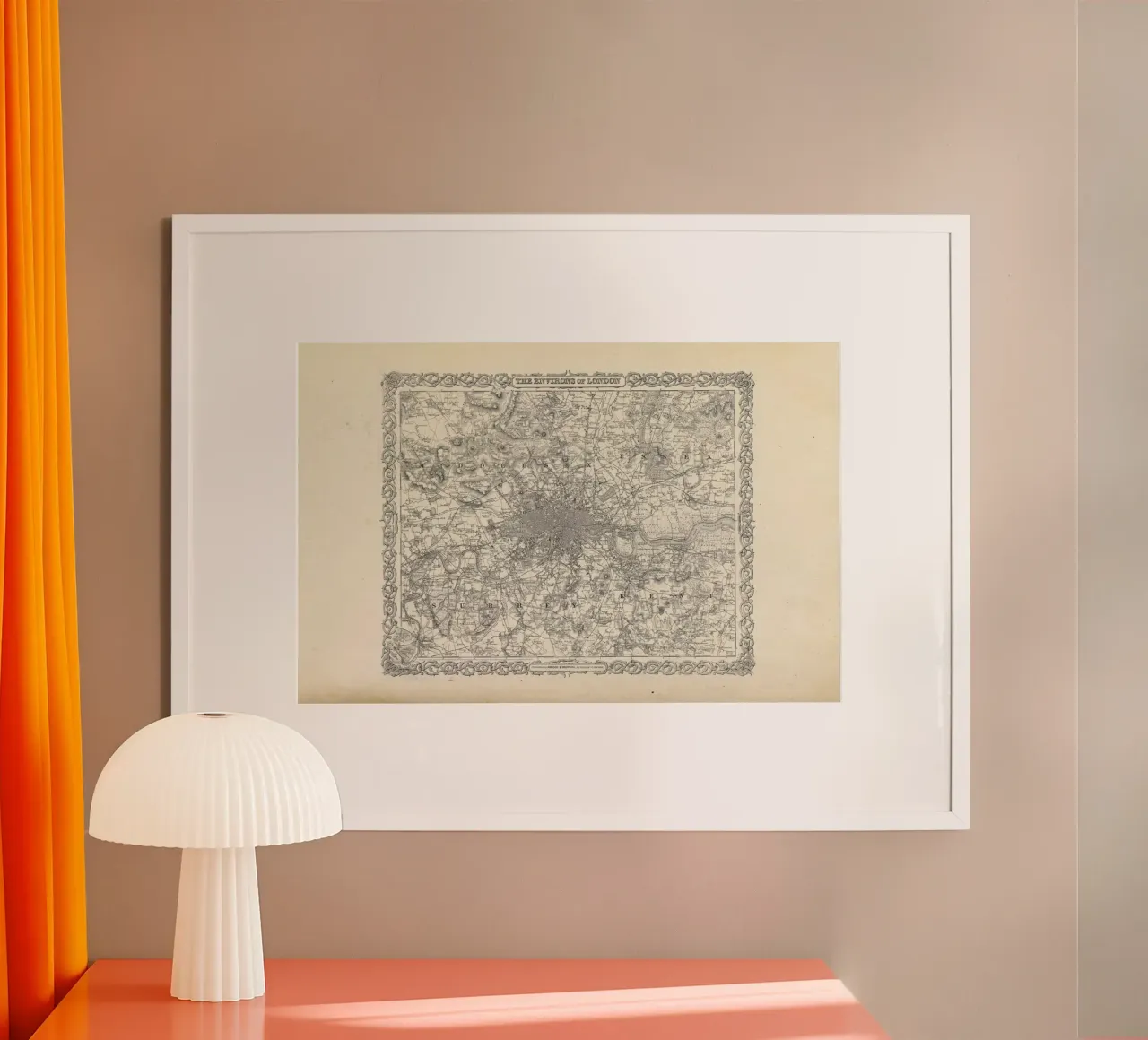 London, Colton Map Or Plan Of London England, poster con telaio in plastica da Artokoloro Quint Lox Ltd