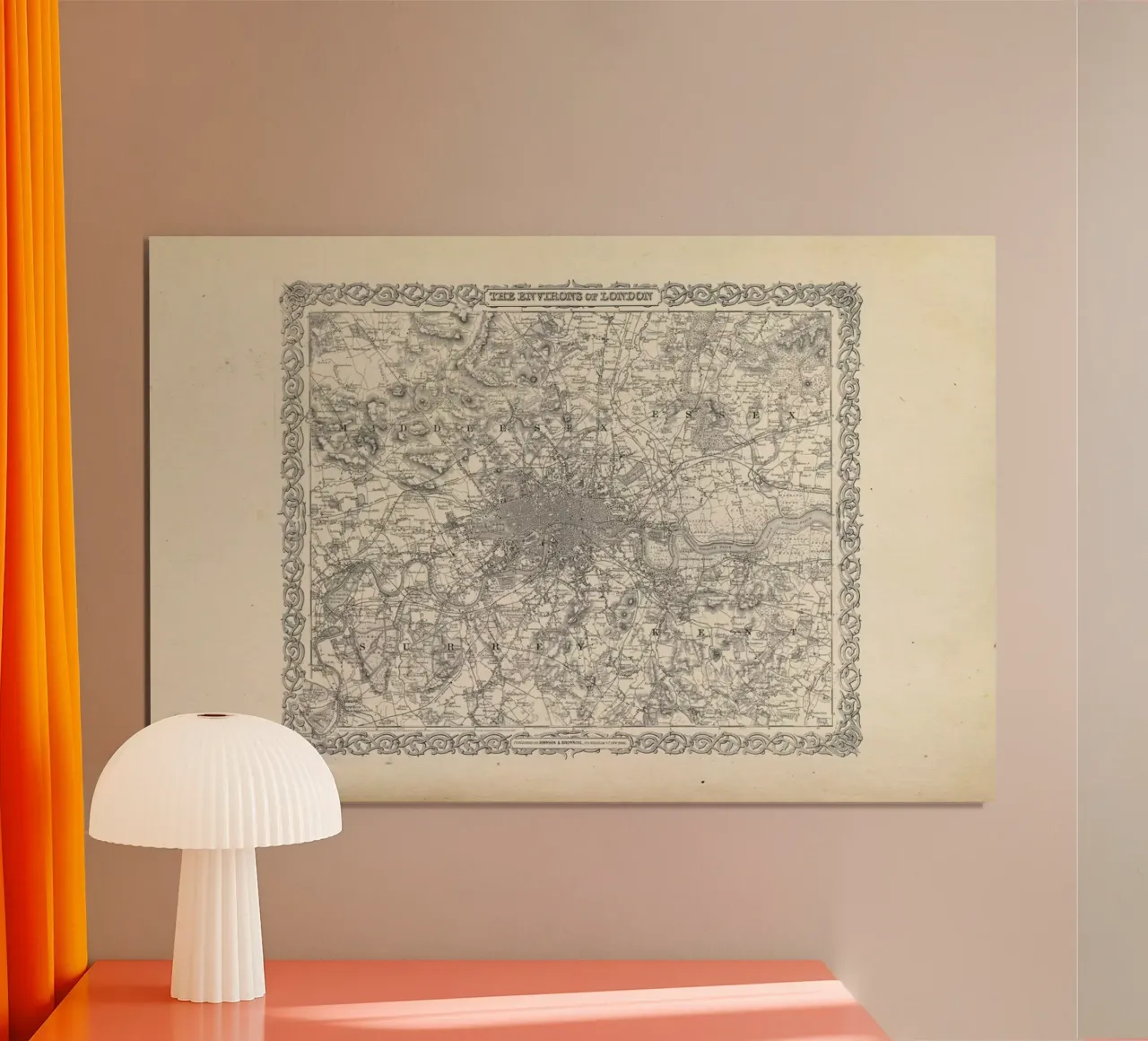London, Colton Map Or Plan Of London England, poster con telaio in plastica da Artokoloro Quint Lox Ltd