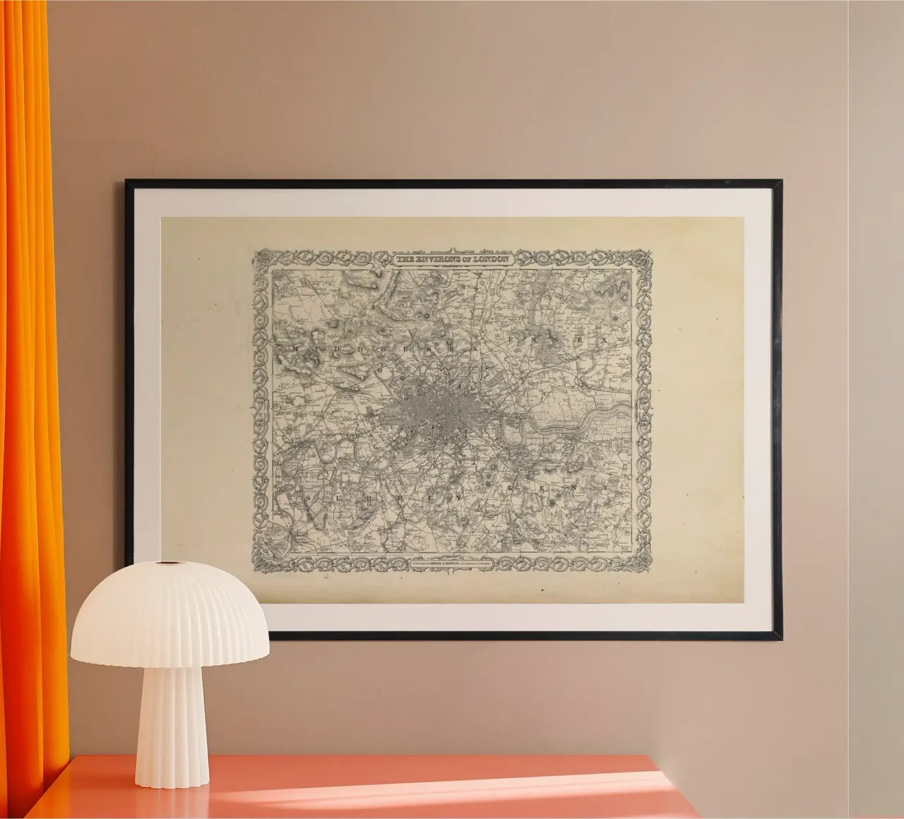 London, Colton Map Or Plan Of London England, poster con telaio in plastica da Artokoloro Quint Lox Ltd