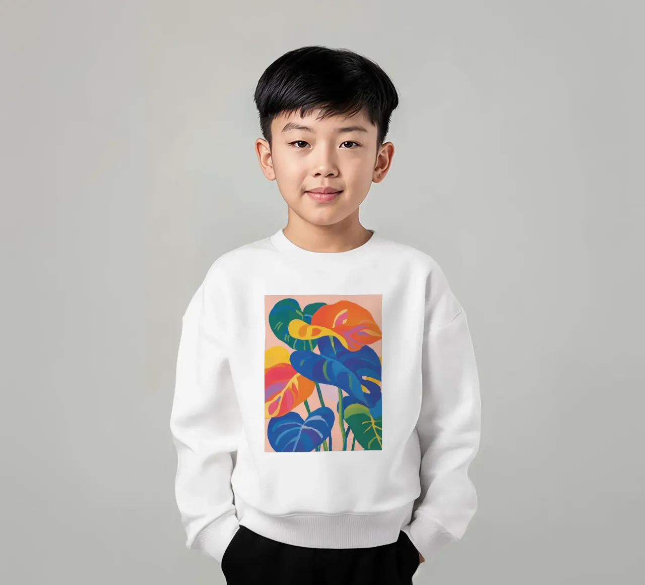Foglie colorate di Monstera felpa bambino da Carinaprint