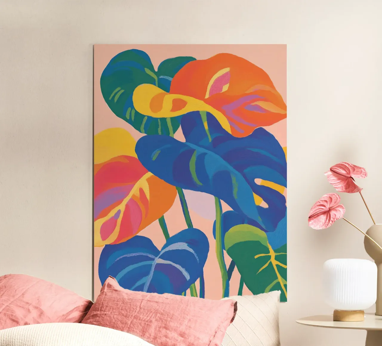 Kleurrijke Monstera bladeren poster van Carinaprint
