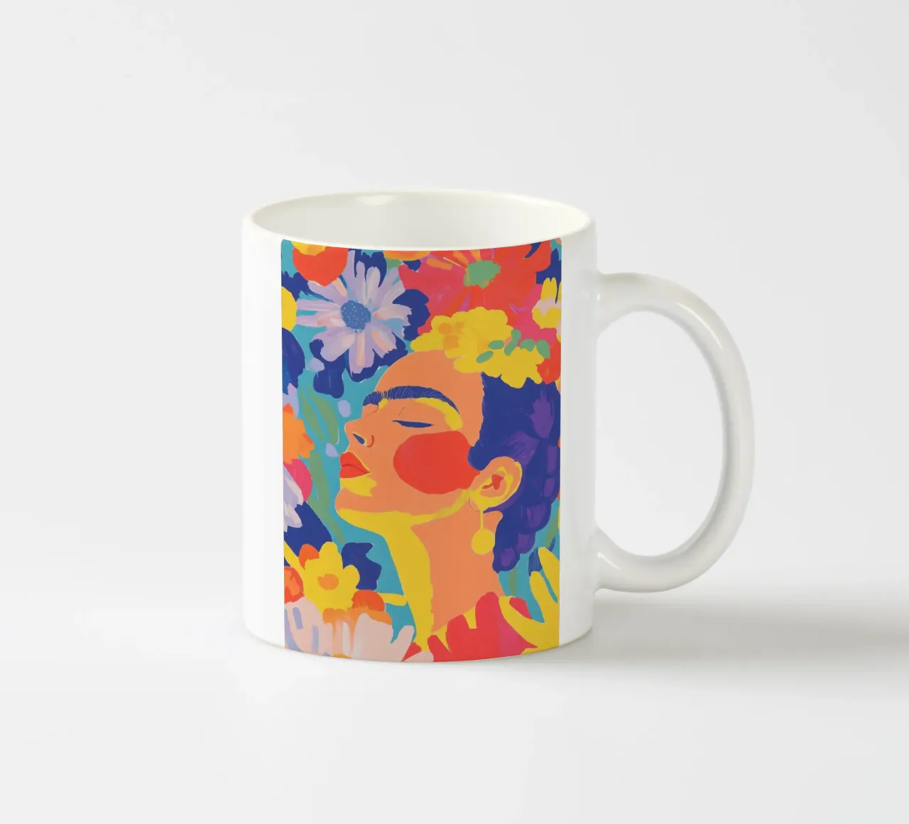 Flower garden with Frida ceramic mug by Carinaprint