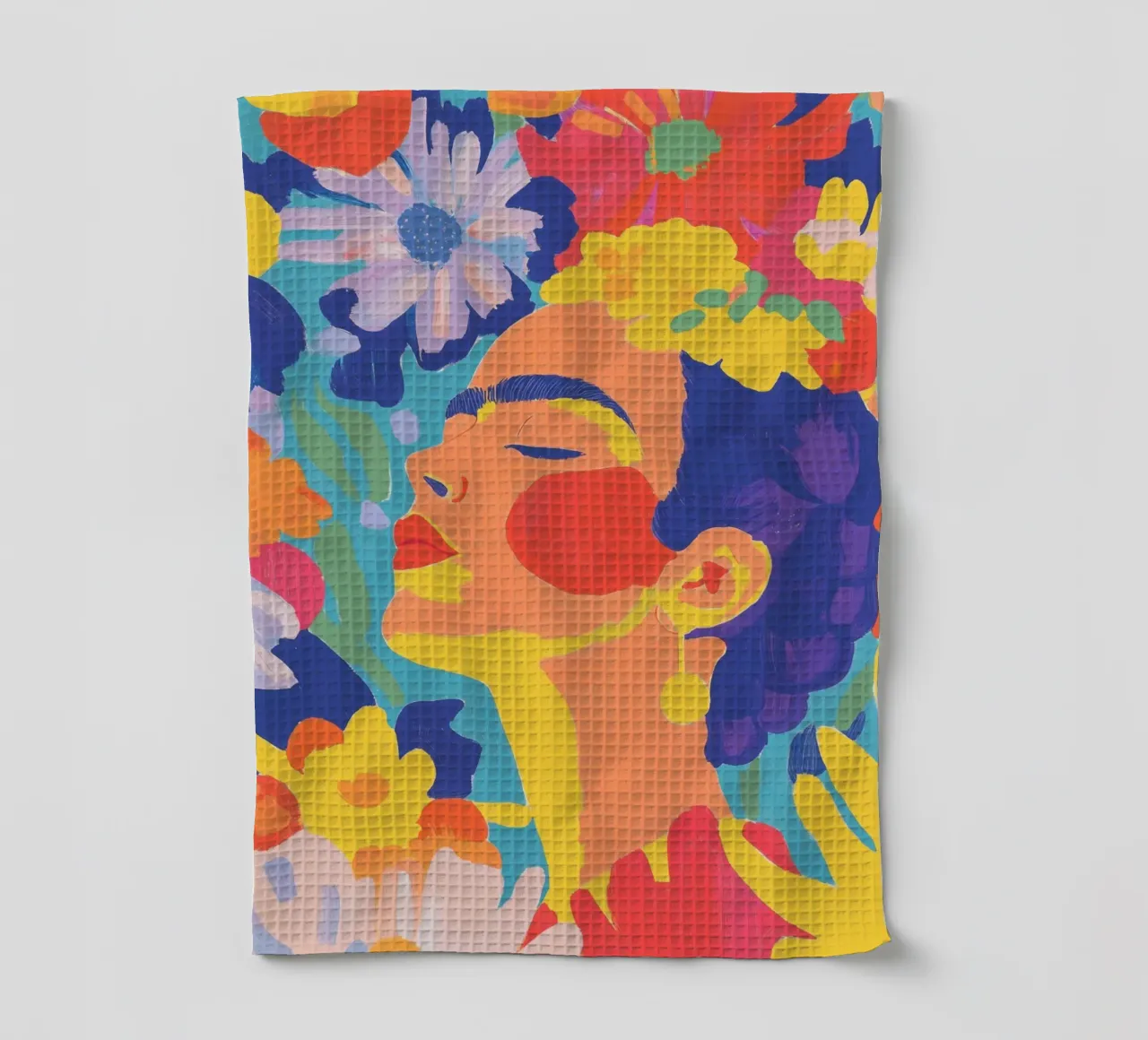 Flower garden with Frida tea towel by Carinaprint