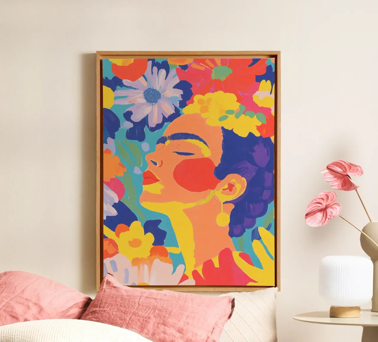 Flower garden with Frida canvas by Carinaprint