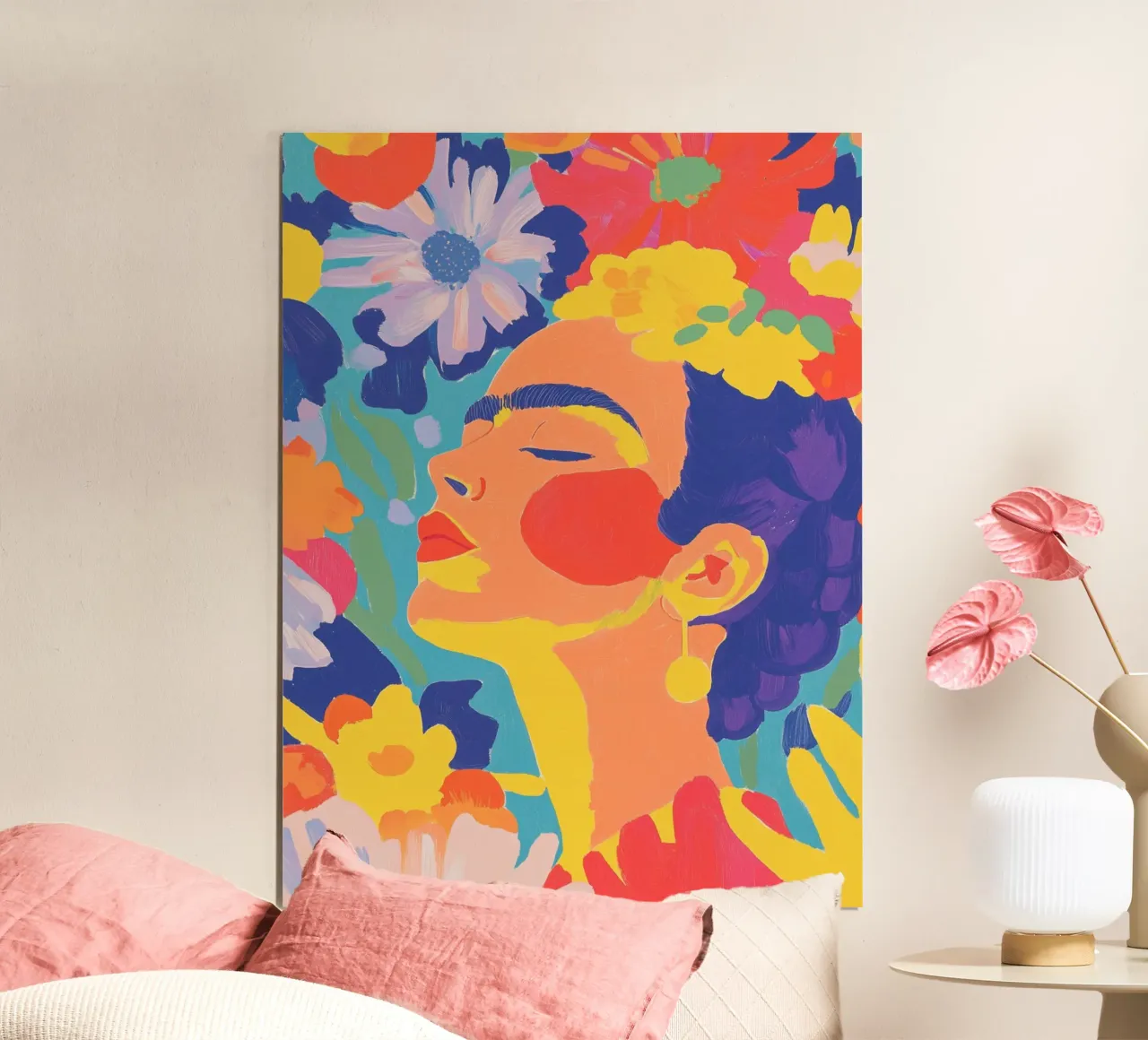 Flower garden with Frida poster by Carinaprint