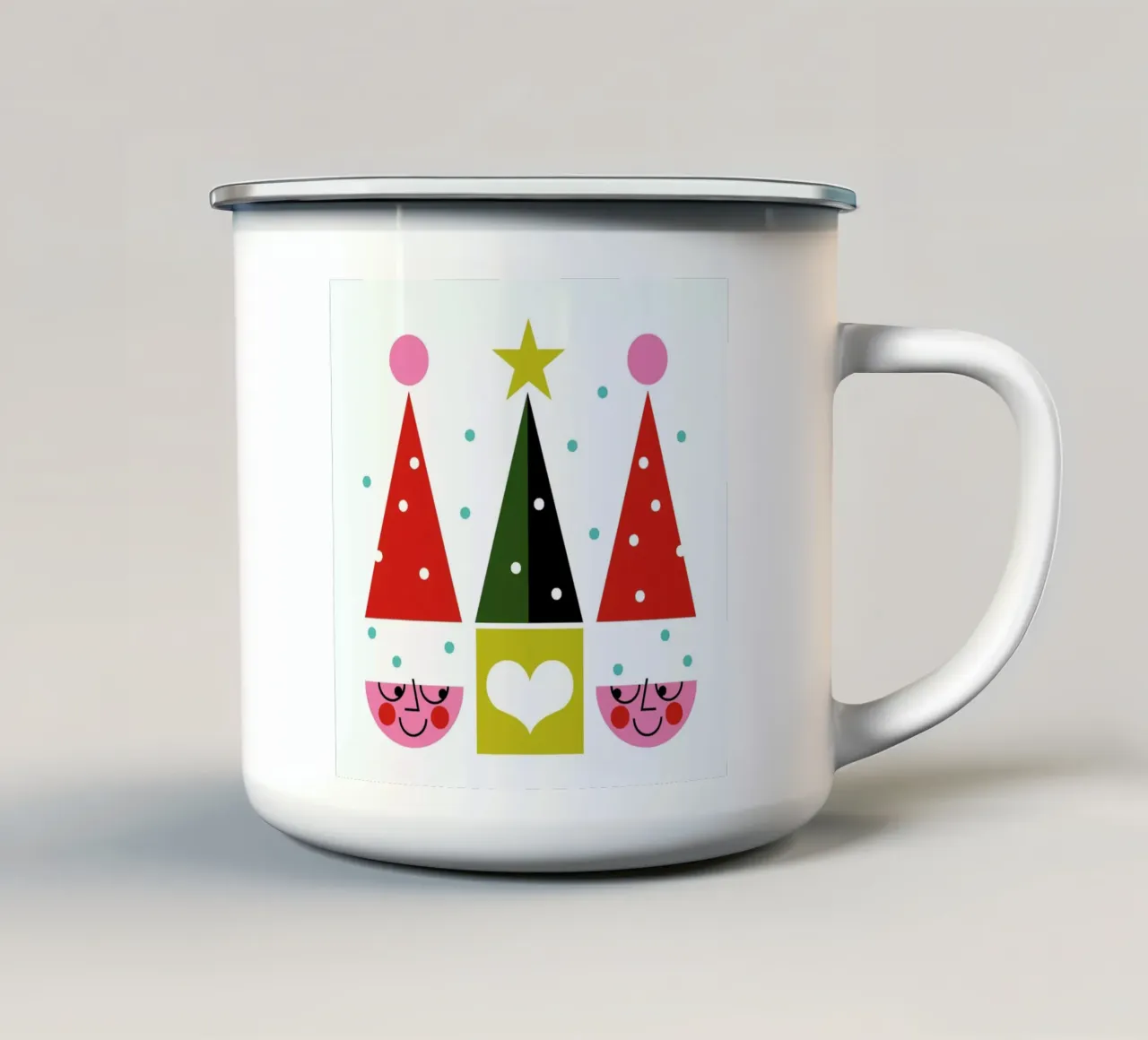 Happy Santas tazza in smalto da Bo Lundberg