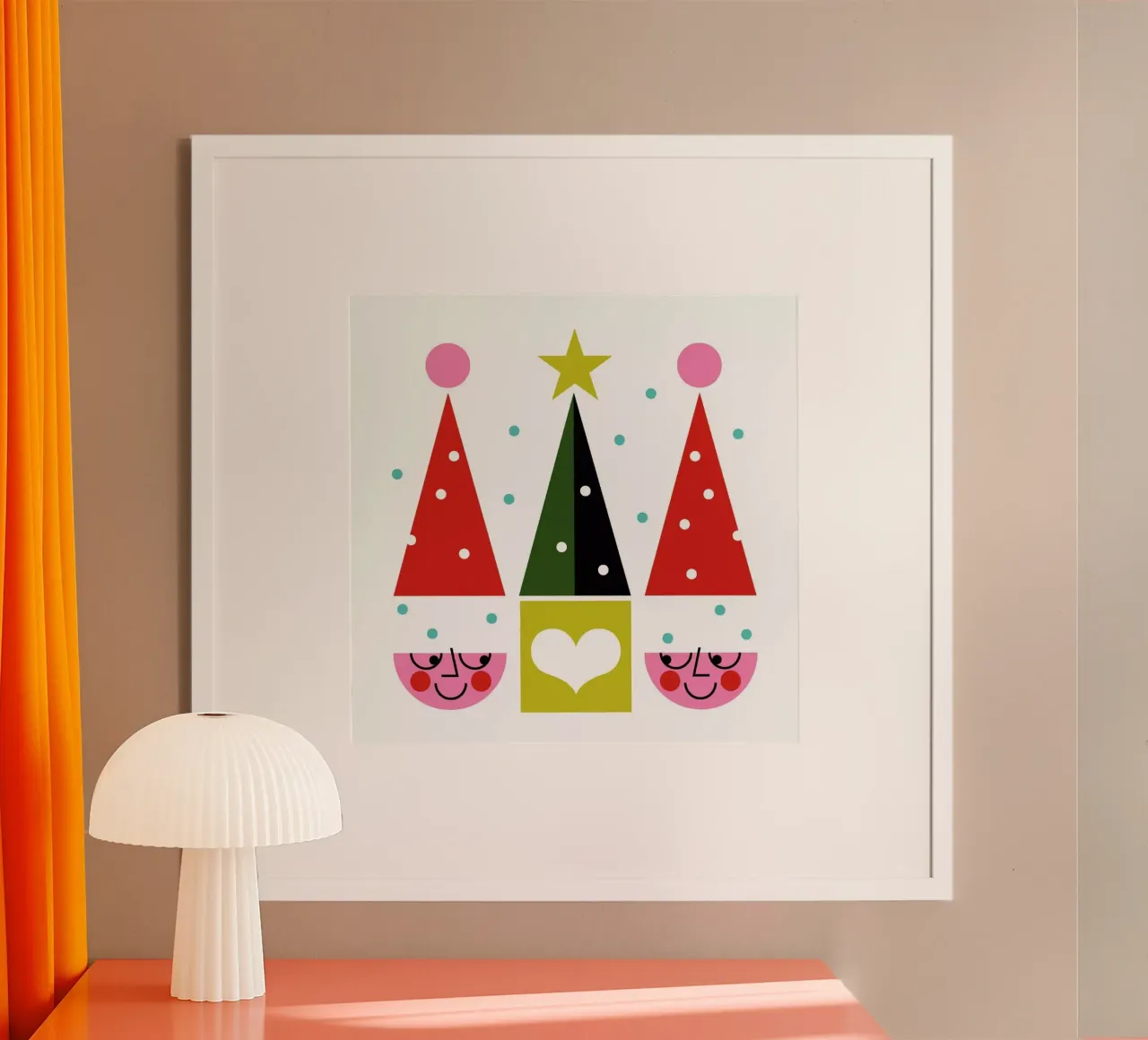 Happy Santas poster con telaio in alluminio da Bo Lundberg