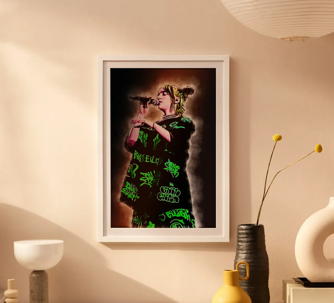 Arte di Billie Eilish poster con telaio in legno da neonartroom