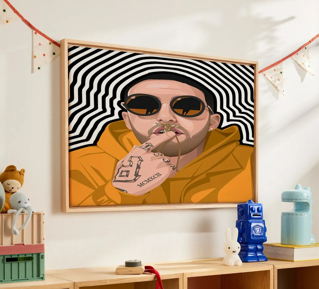 Mac Miller art tela con Cornice a cassetta da avissta