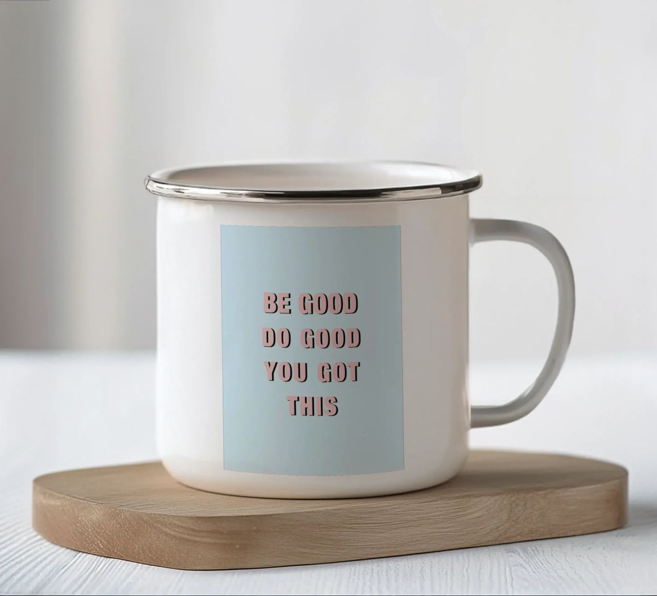 Be Good Do Good tazza in smalto da Vasare Nar
