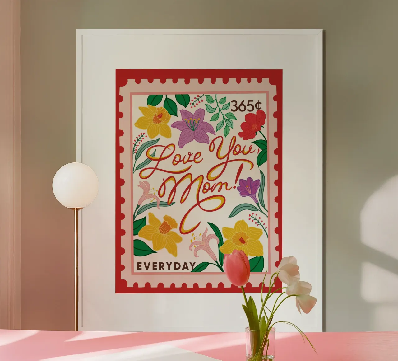 Ti amo, mamma! - Collezione 365 giorni poster con telaio in legno da easternspringco