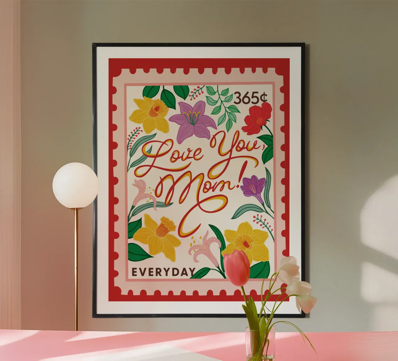 Ti amo, mamma! - Collezione 365 giorni poster con telaio in legno da easternspringco