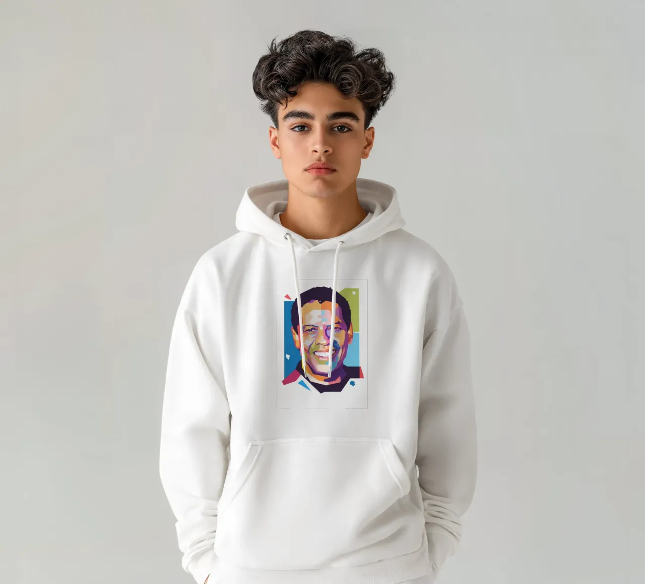 Ritratto pop art di Danzel Washington felpa con cappuccio da Hantamrata