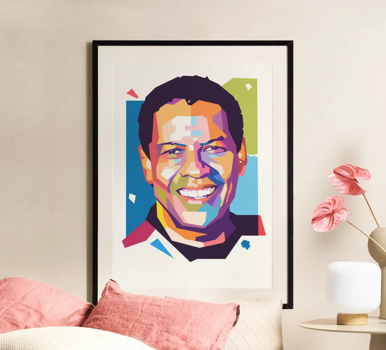 Danzel Washington Pop-Art-Porträt Poster von Hantamrata