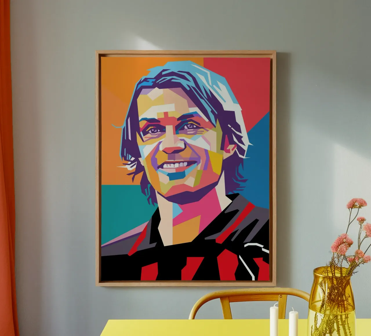 Paolo Maldini pop art portrait tela con Cornice a cassetta da Hantamrata