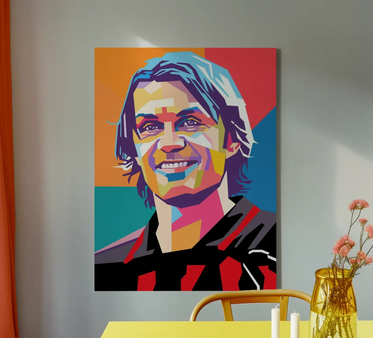 Paolo Maldini pop art portrait tela con Cornice a cassetta da Hantamrata