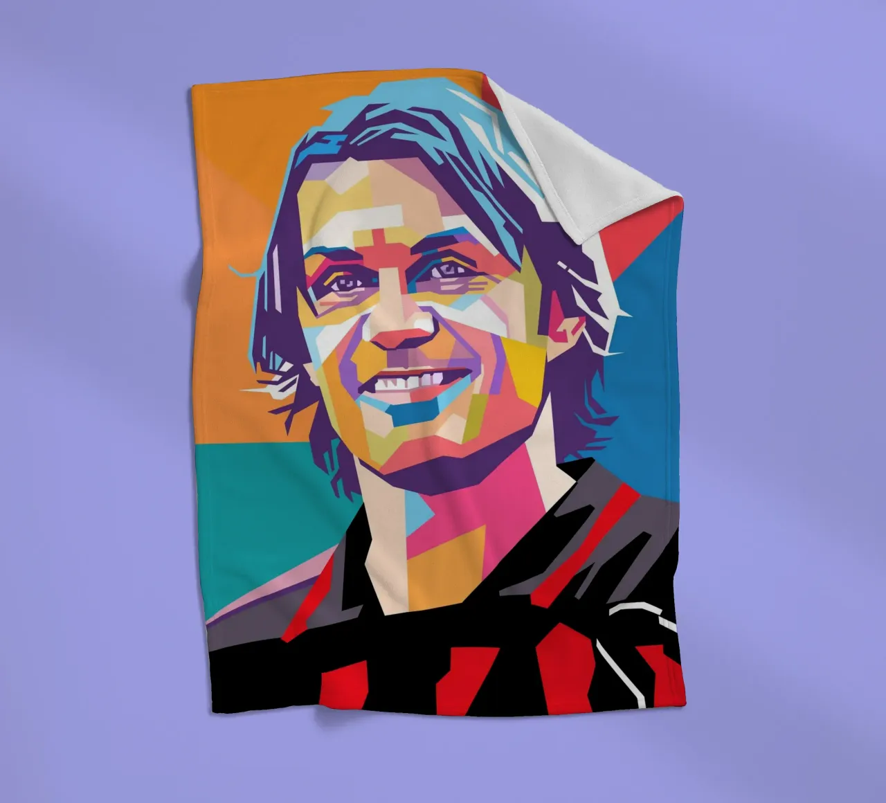 Paolo Maldini pop art portrait coperta in pile da Hantamrata