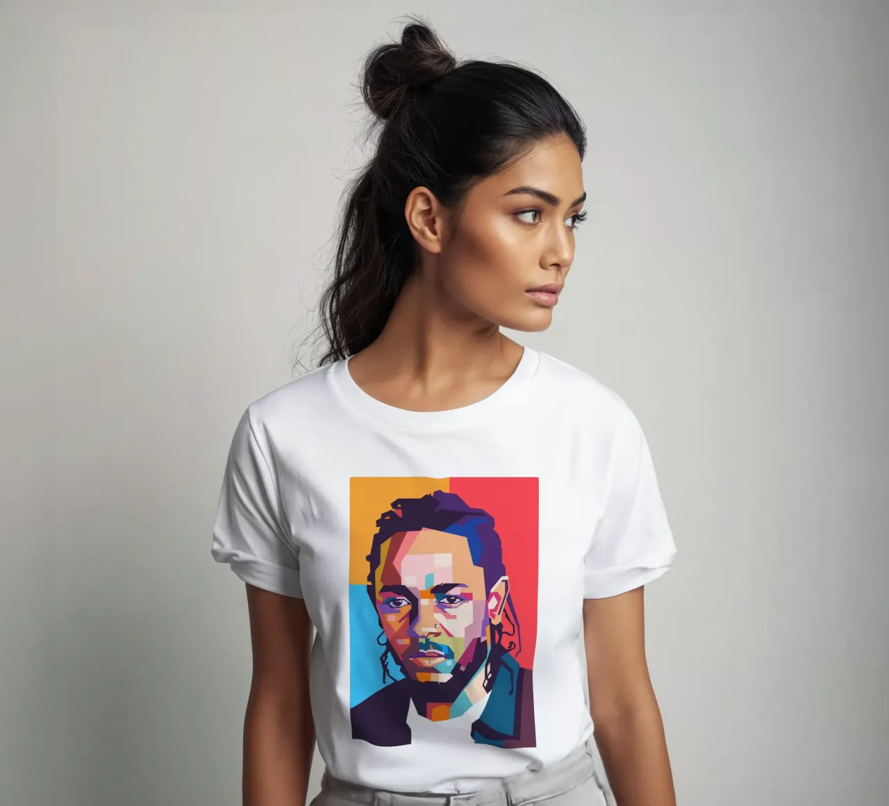 Kendrick Lamar pop art portrait t-shirt by Hantamrata