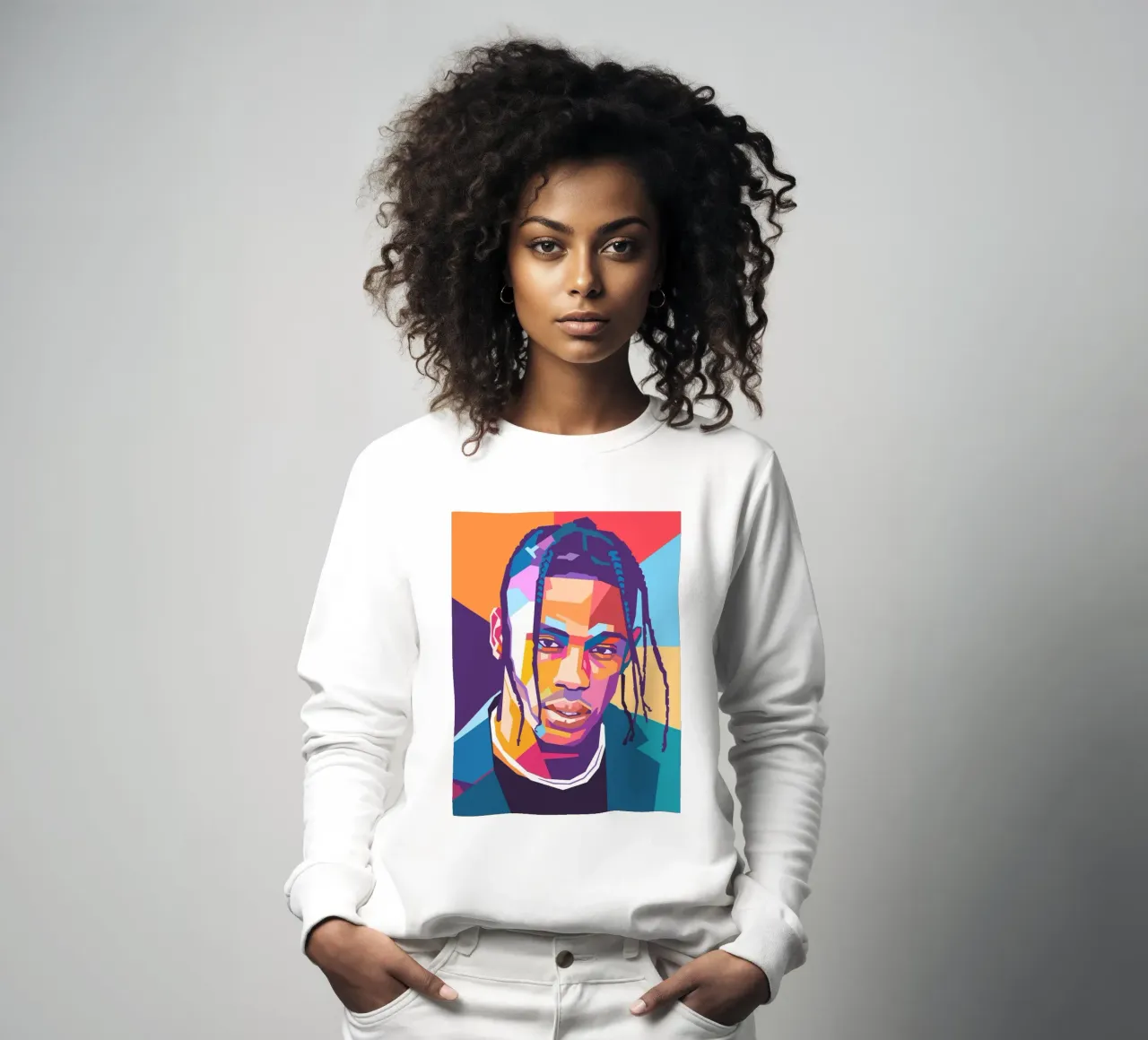 Travis Scott pop art portrait sweatshirt by Hantamrata