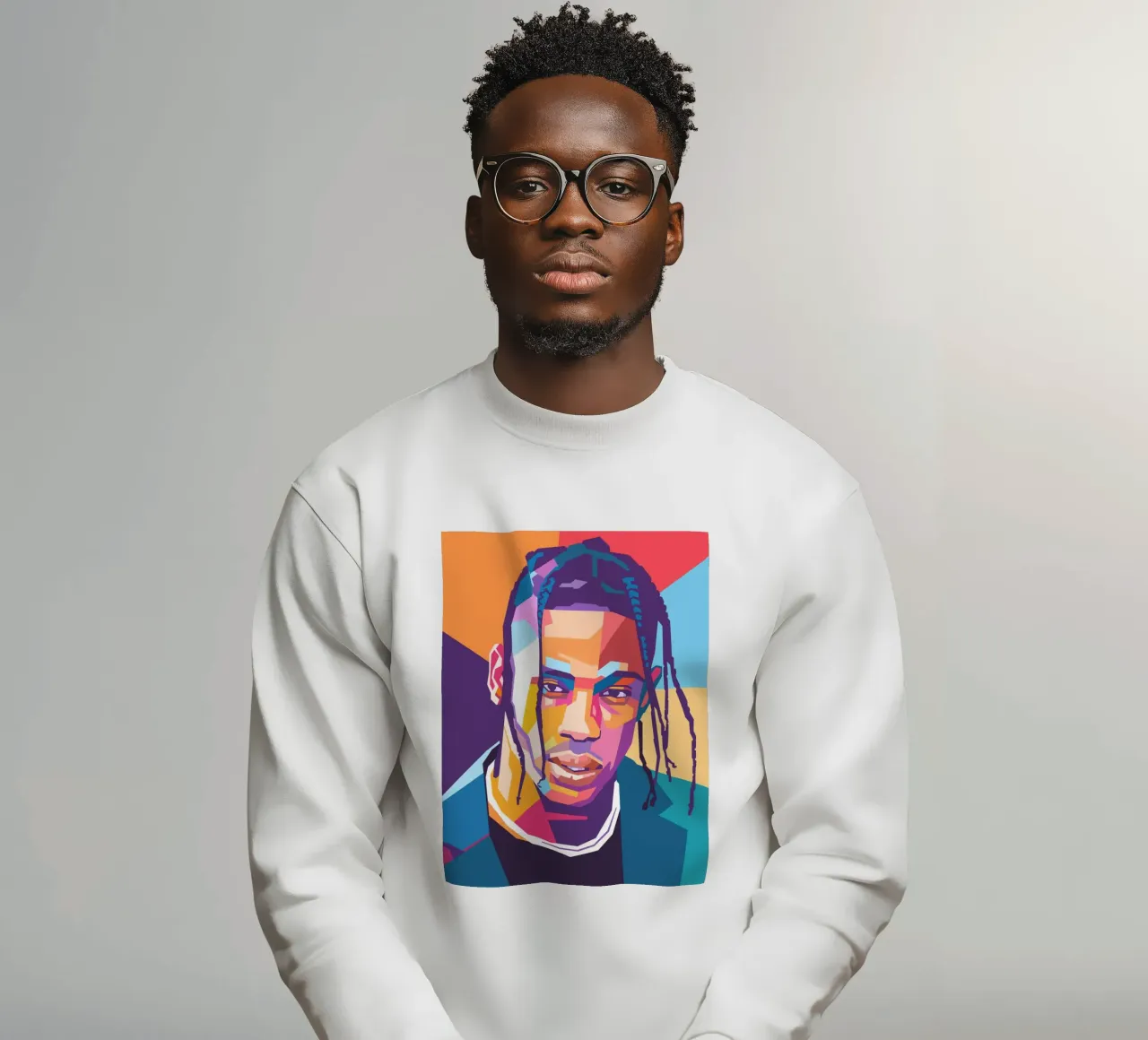 Ritratto pop art di Travis Scott felpa da Hantamrata