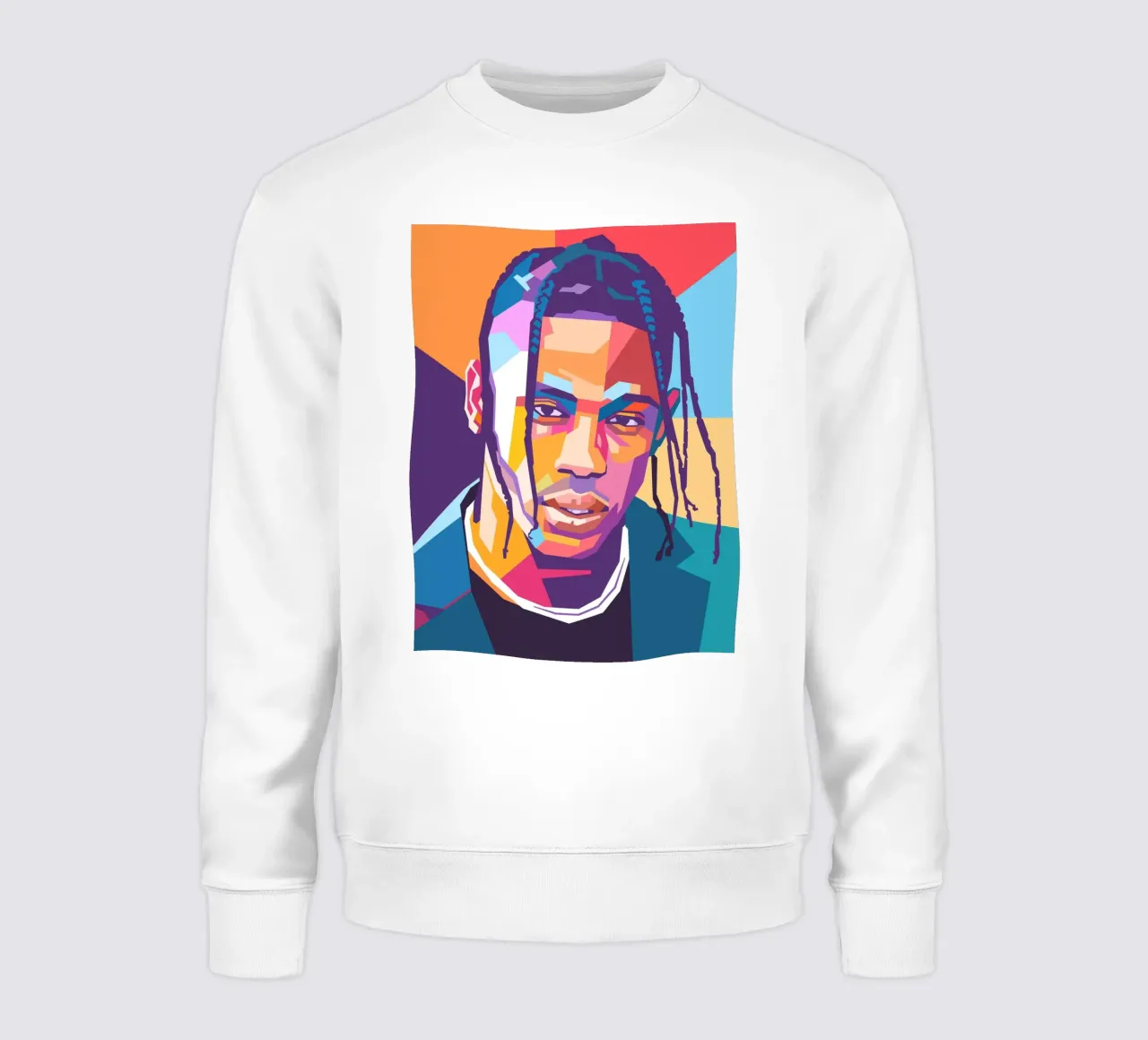 Retrato pop art de Travis Scott sudadera de Hantamrata