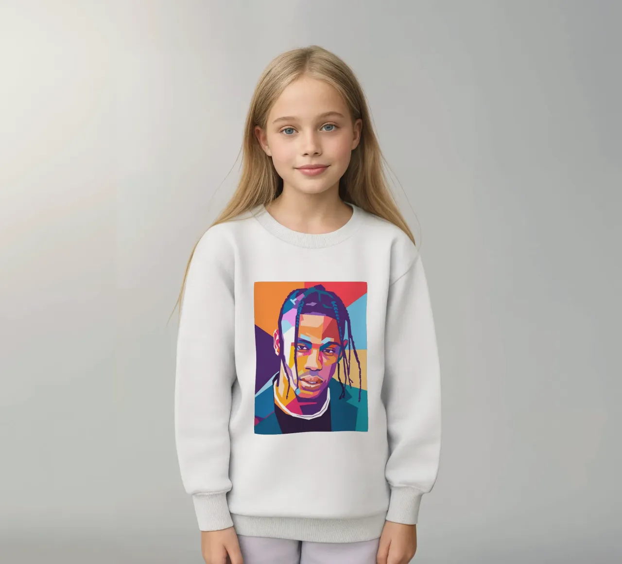 Ritratto pop art di Travis Scott felpa bambino da Hantamrata