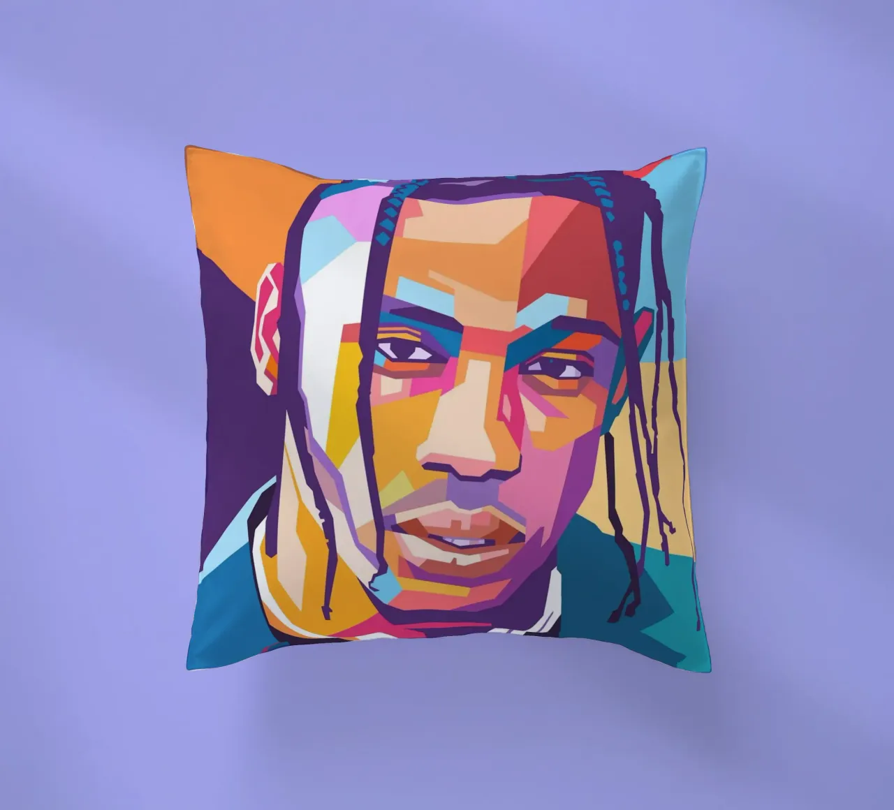 Ritratto pop art di Travis Scott cuscino da Hantamrata