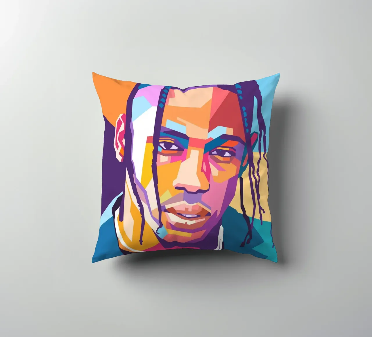 Ritratto pop art di Travis Scott cuscino da Hantamrata