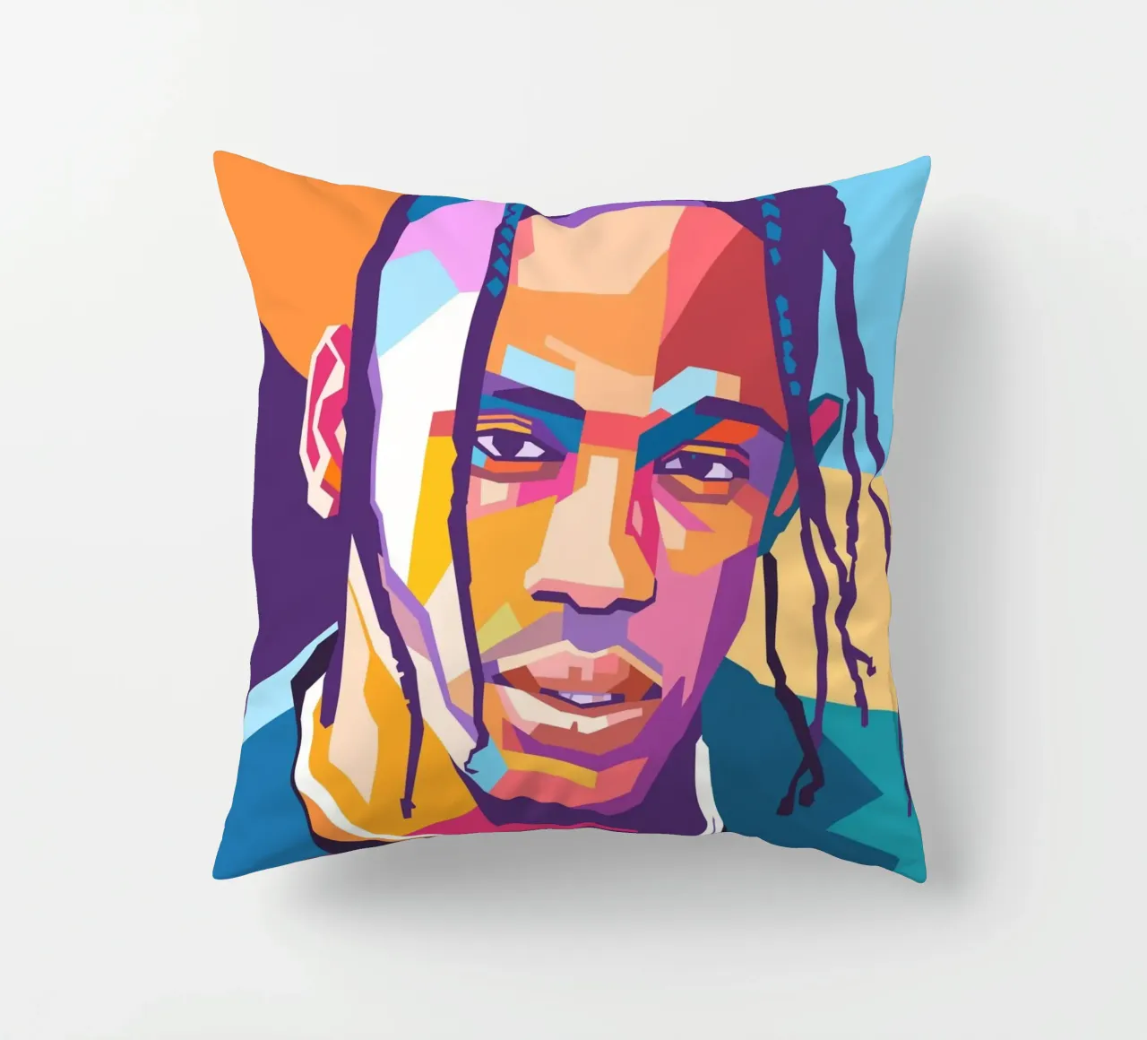 Ritratto pop art di Travis Scott cuscino da Hantamrata