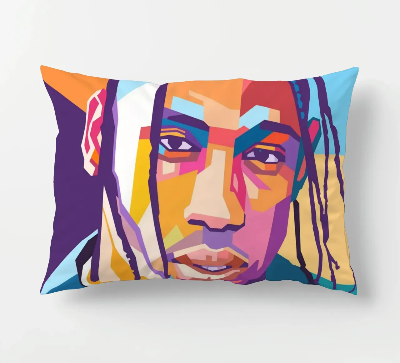 Ritratto pop art di Travis Scott cuscino da Hantamrata