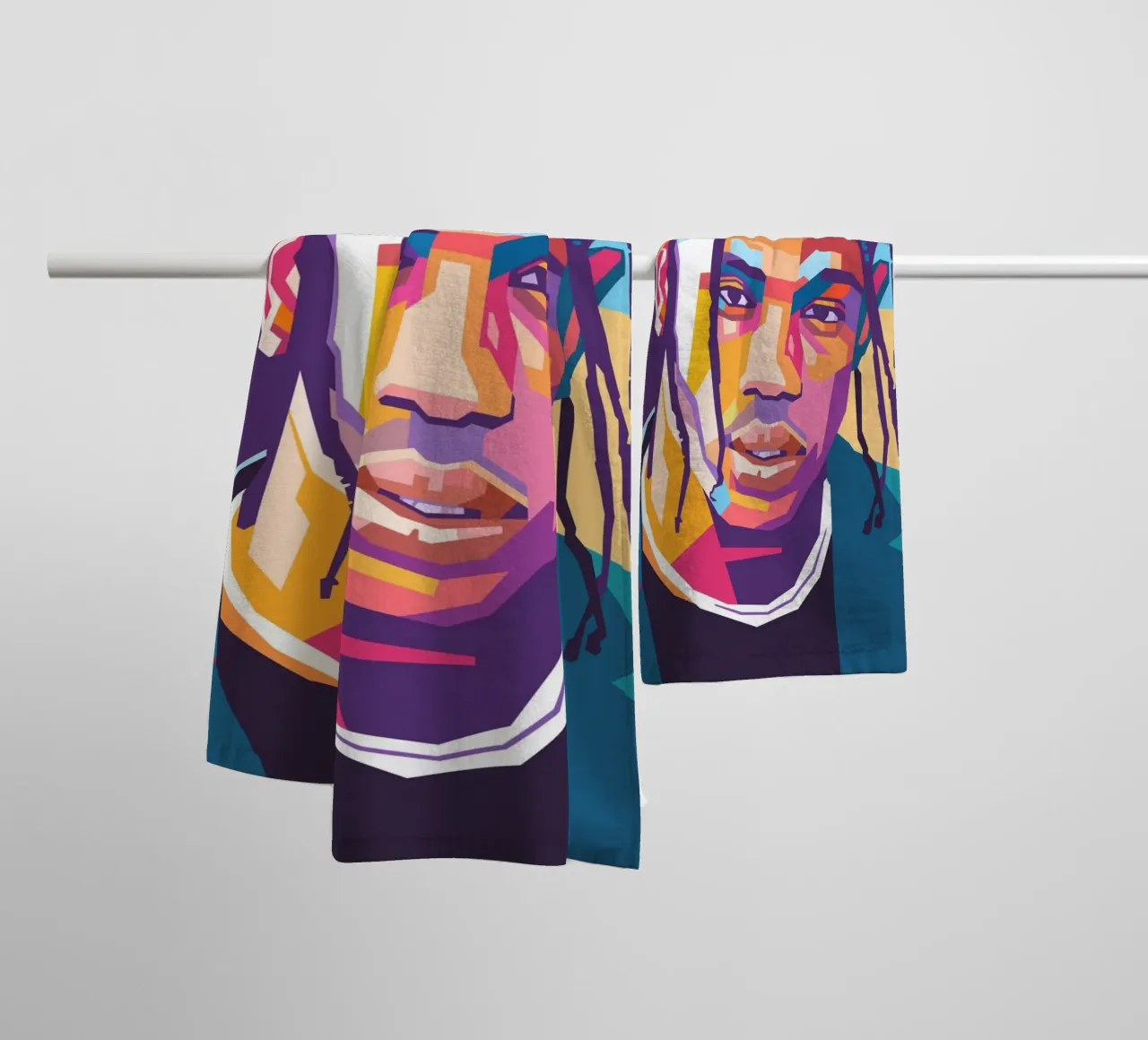 Ritratto pop art di Travis Scott asciugamano da bagno da Hantamrata