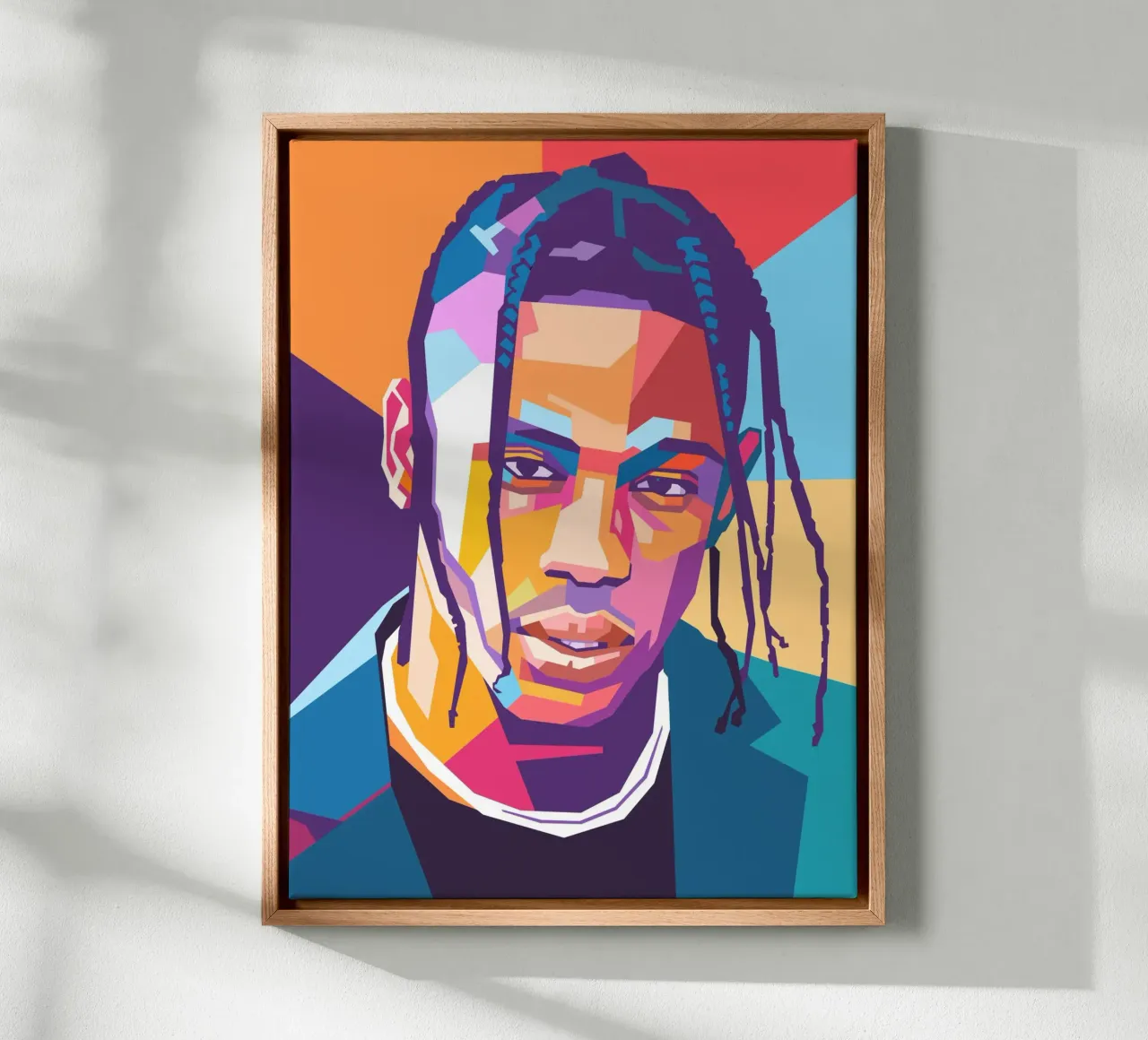 Ritratto pop art di Travis Scott tela con Cornice a cassetta da Hantamrata