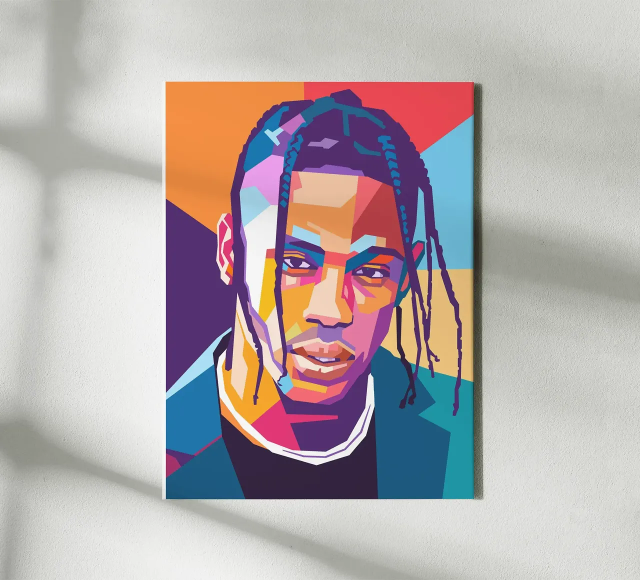 Ritratto pop art di Travis Scott tela con Cornice a cassetta da Hantamrata
