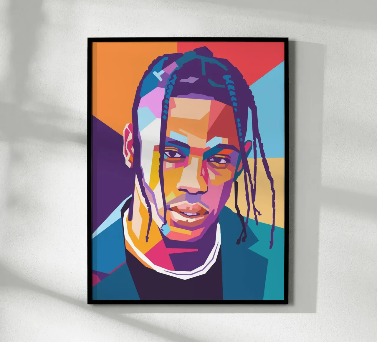Ritratto pop art di Travis Scott poster con telaio in alluminio da Hantamrata