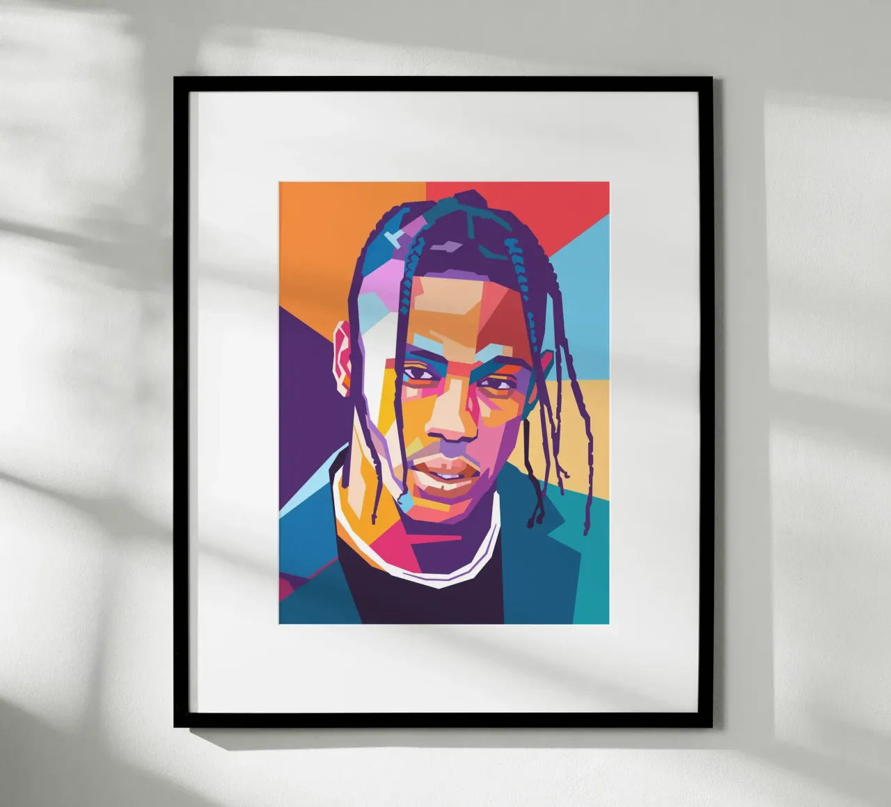 Ritratto pop art di Travis Scott poster con telaio in alluminio da Hantamrata