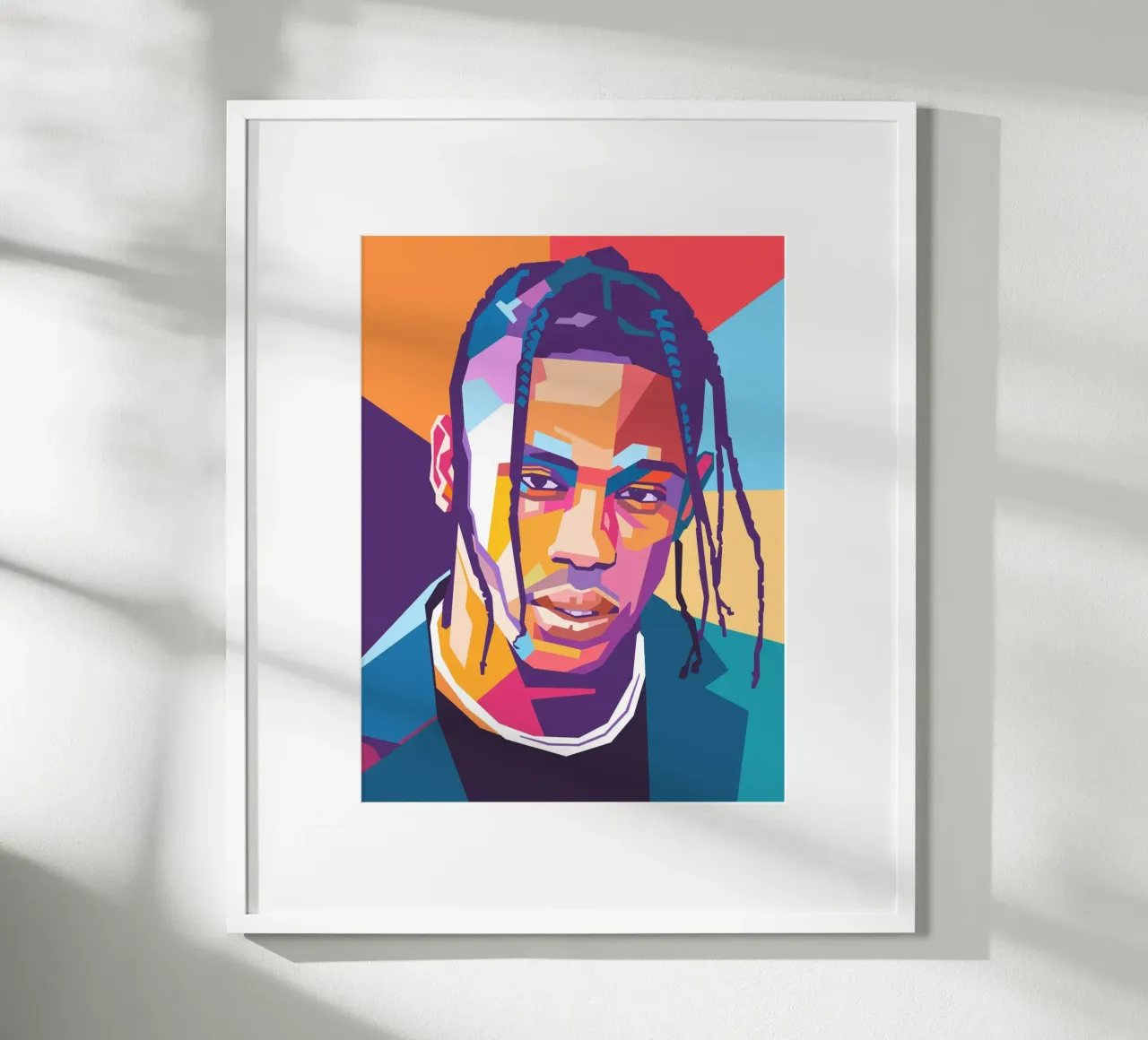 Ritratto pop art di Travis Scott poster con telaio in alluminio da Hantamrata