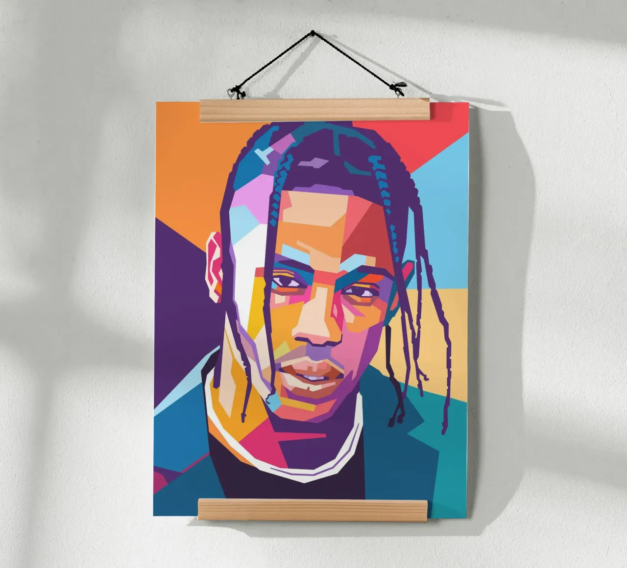 Ritratto pop art di Travis Scott poster con telaio in alluminio da Hantamrata