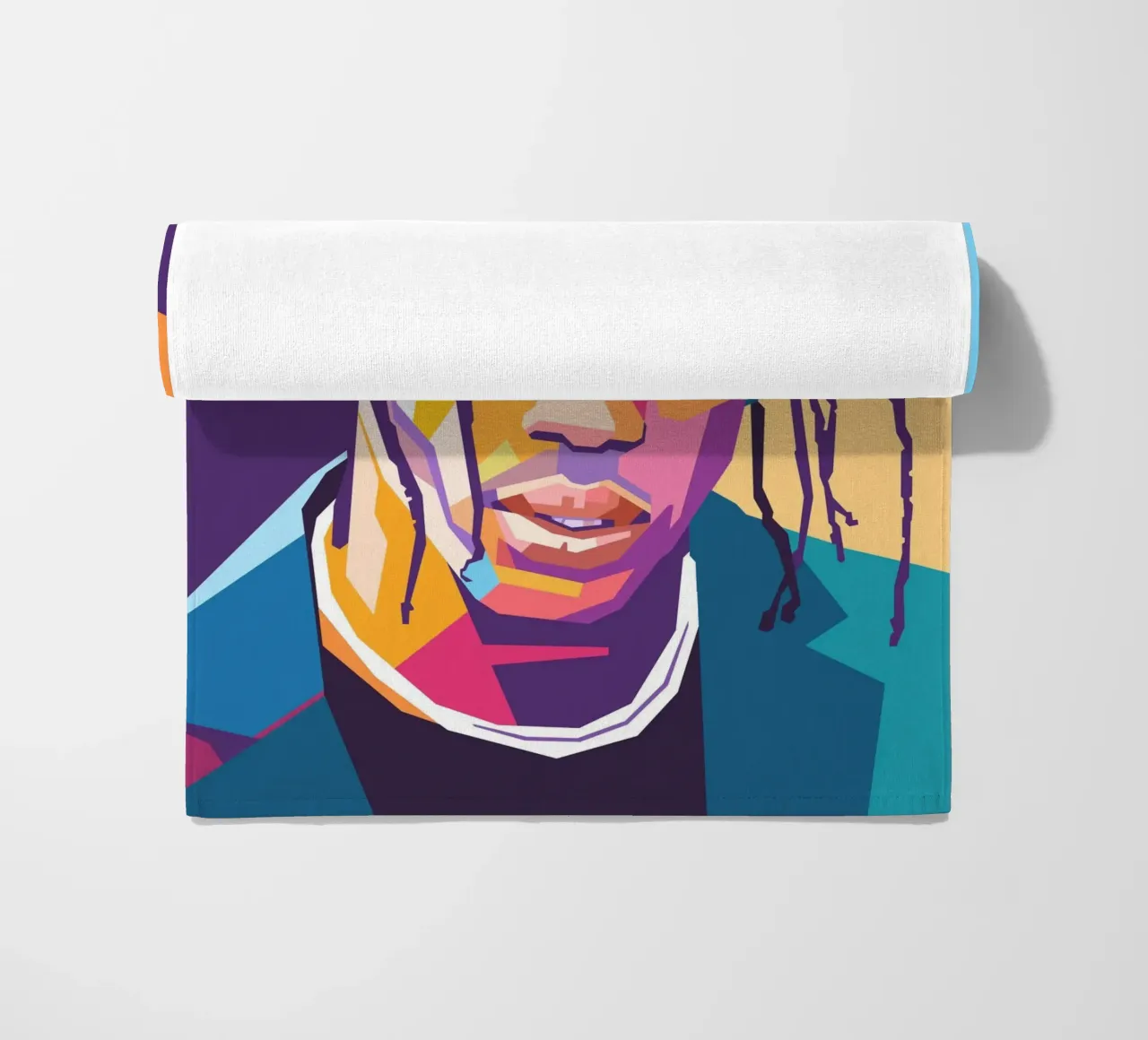 Ritratto pop art di Travis Scott telo mare da Hantamrata