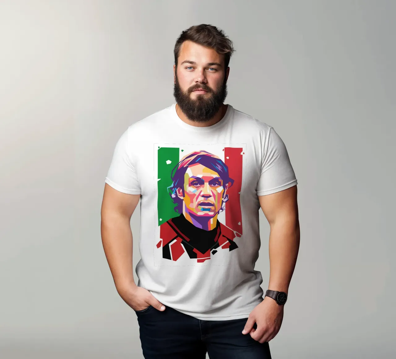 Maldini pop art portrait t-shirt by Hantamrata