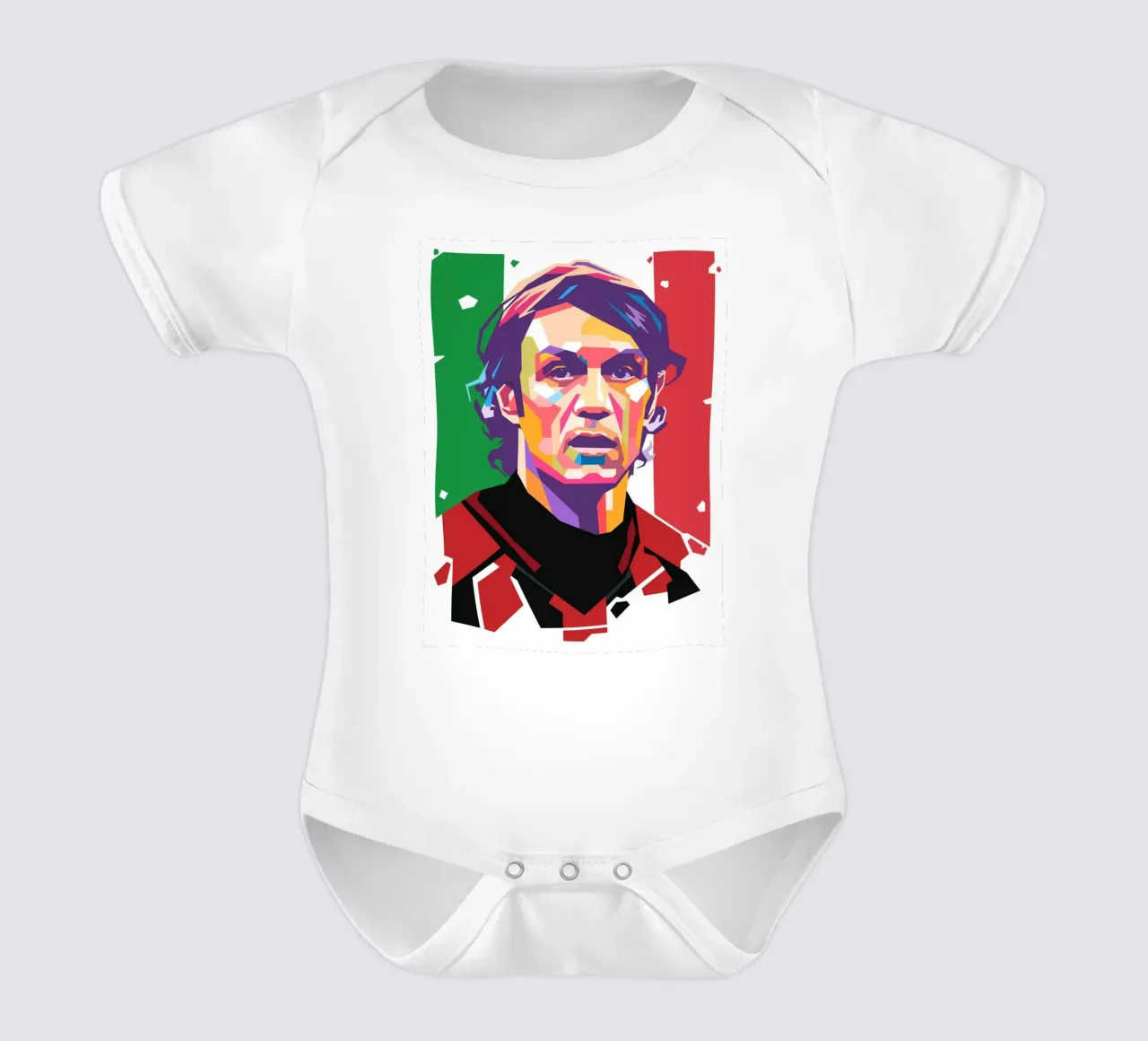 Maldini Pop Art Porträt Kurzarm Babybody von Hantamrata