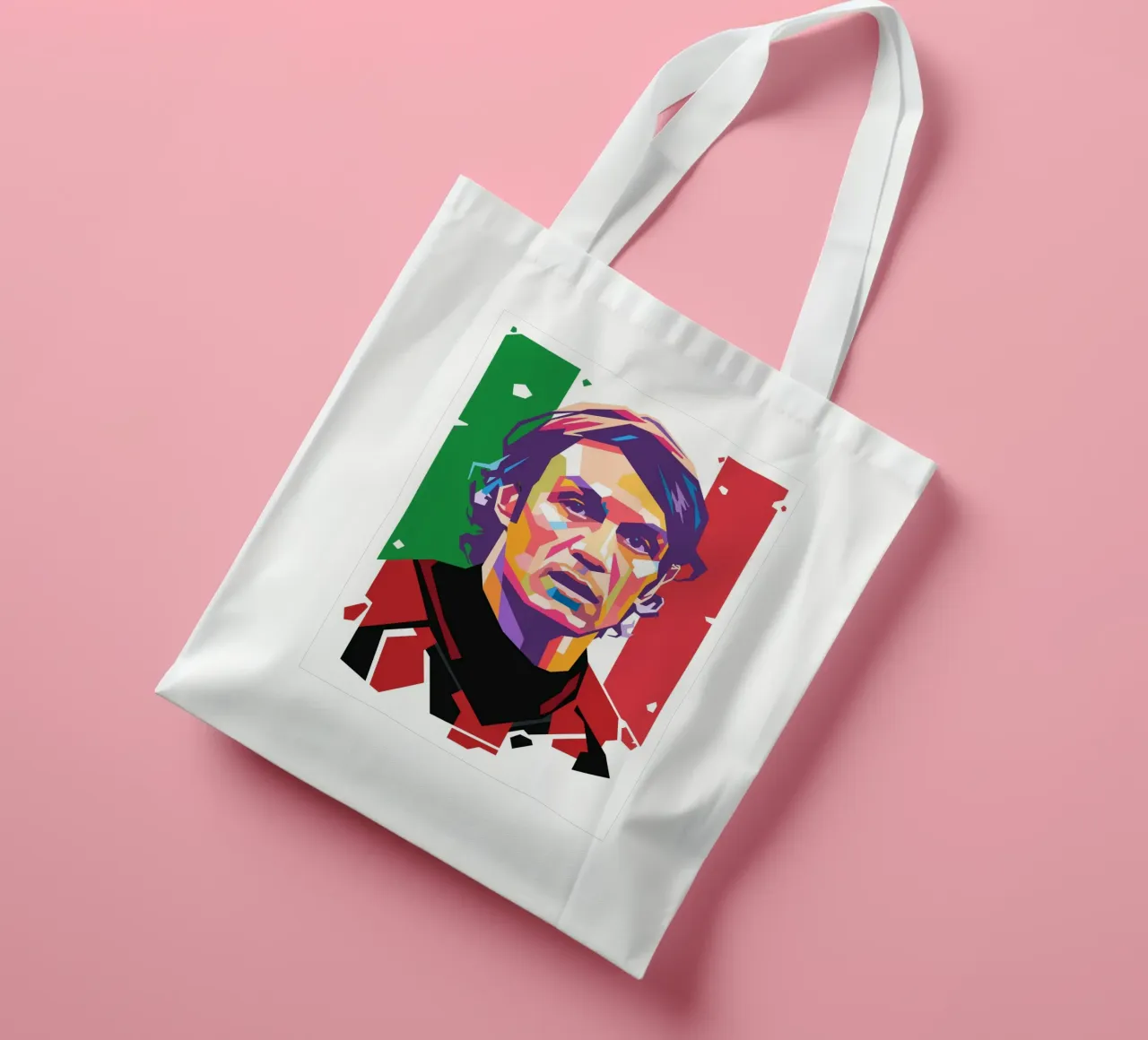 Ritratto pop art di Maldini borsa in juta da Hantamrata