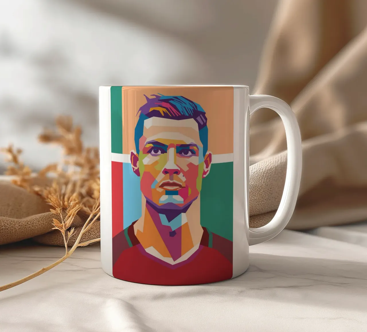 Christiano Ronaldo pop art portrait ceramic mug by Hantamrata