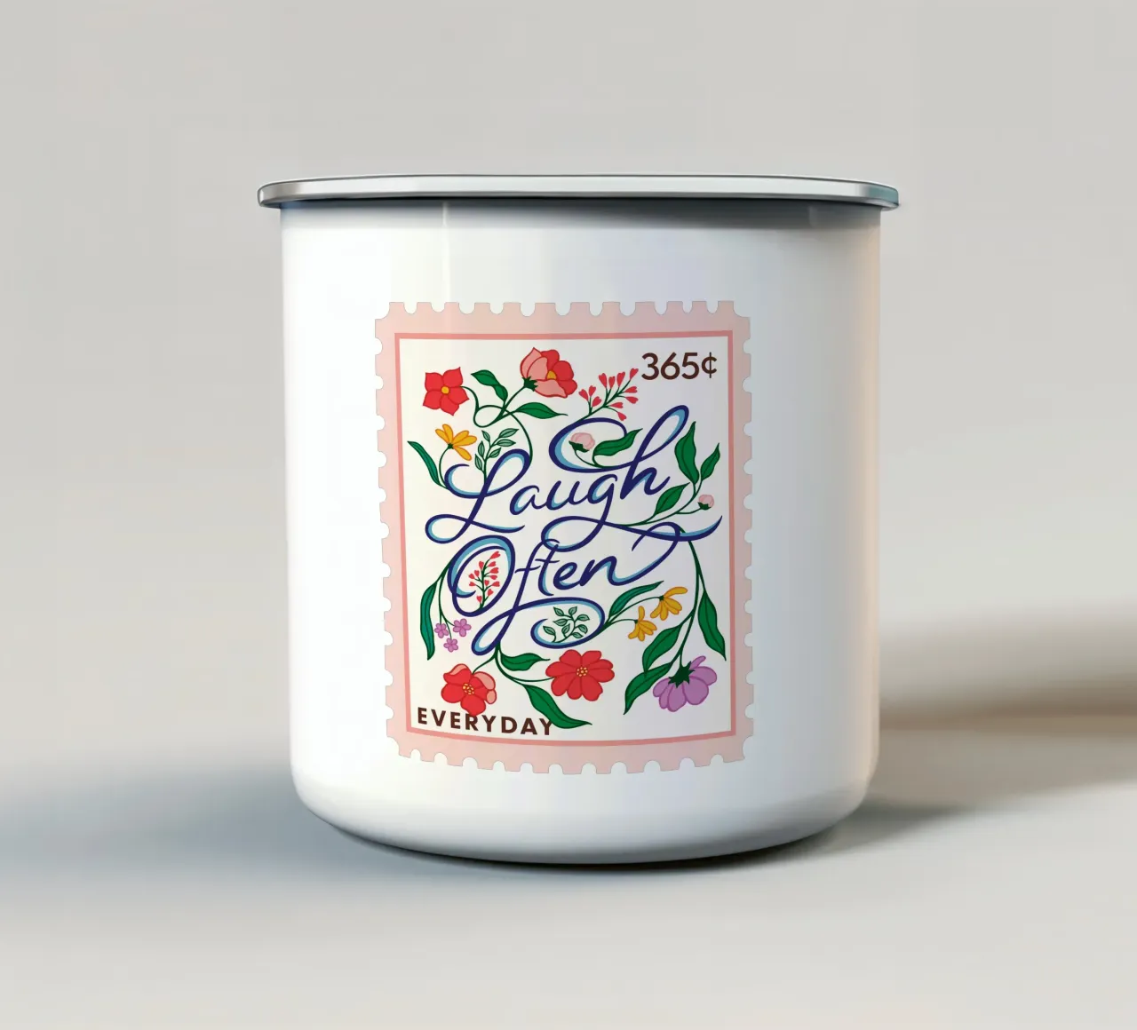 Lach vaak - 365 dagen collectie emaille mok van easternspringco