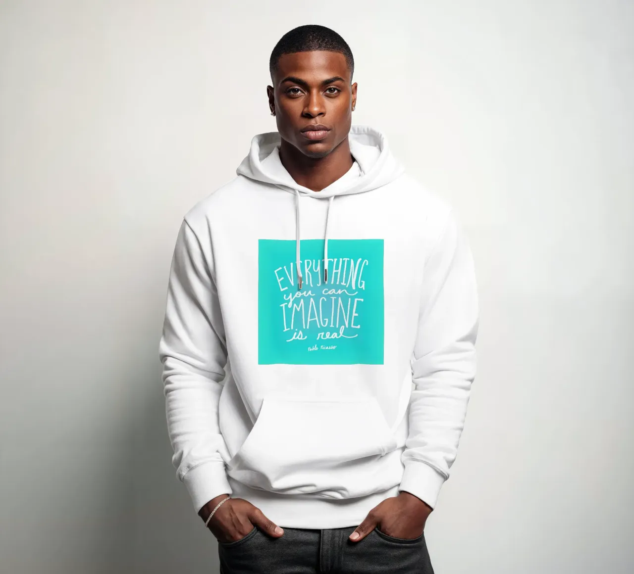 Imagine - Teal felpa con cappuccio da Leah Flores