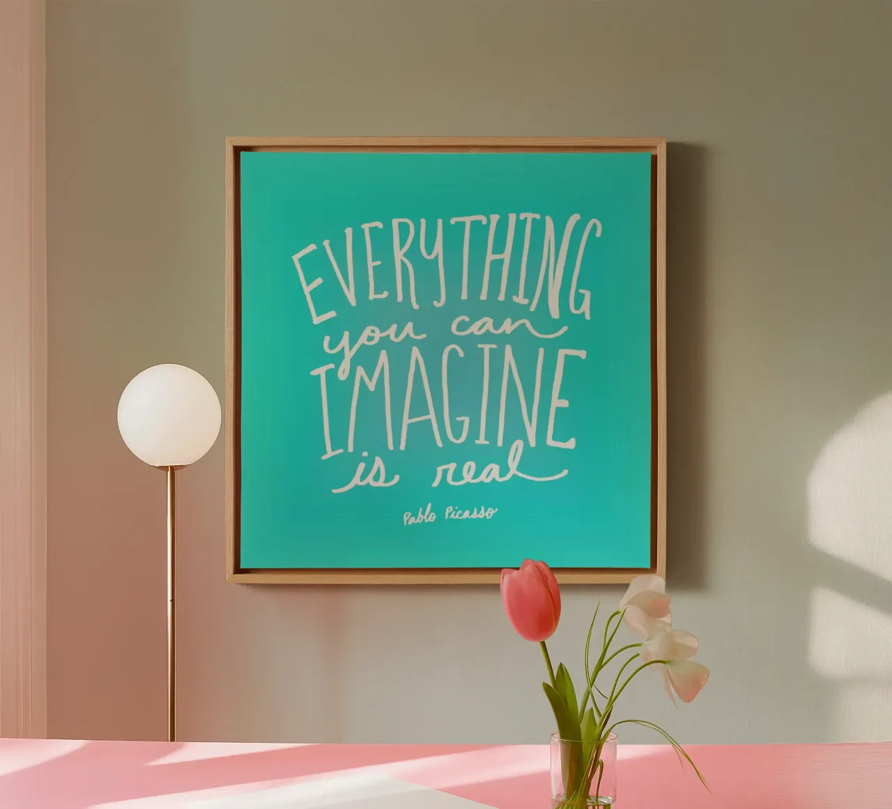 Imagine - Teal tela con Cornice a cassetta da Leah Flores