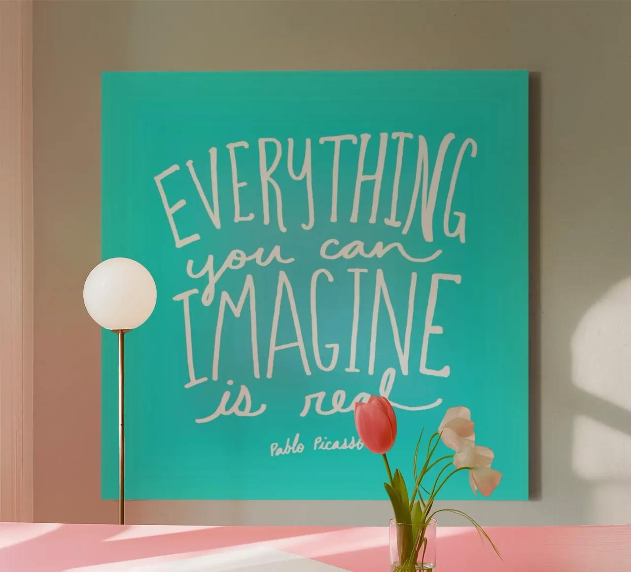 Imagine - Teal tela con Cornice a cassetta da Leah Flores