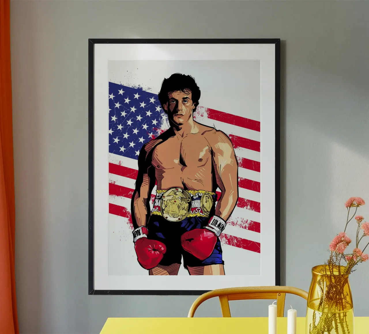 Rocky Balboa poster con telaio in legno da nabakumov